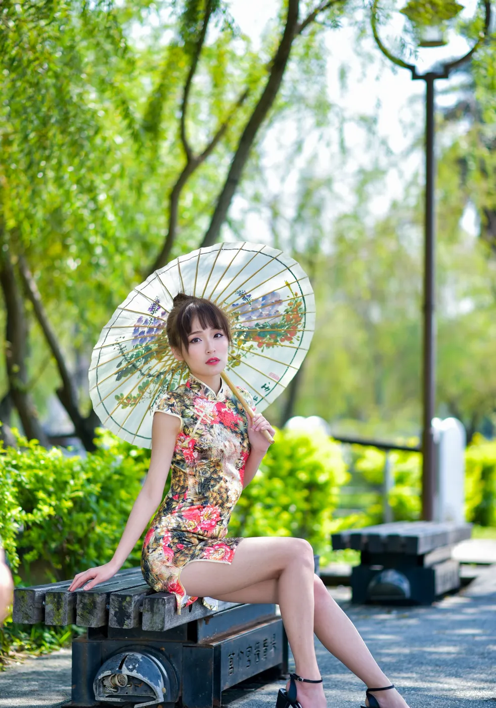 [Mzsock] NO.189 Miao Wanyu floral short cheongsam with high heels and beautiful legs street photography#[68P]-34